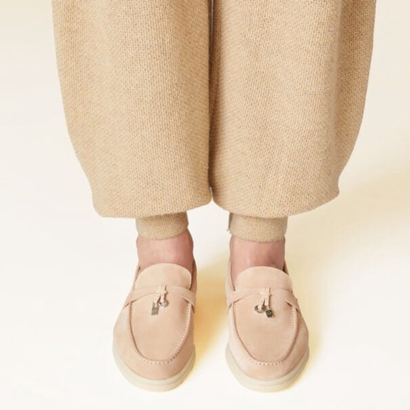 Loro Piana Summer Charms Walk Suede Loafers in Pink Sand Suede Size 36 - Picture 3 of 16